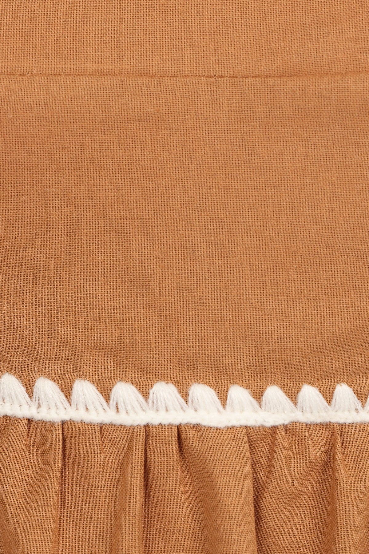 Lino Contrast Trim Midi Dress - Tan White