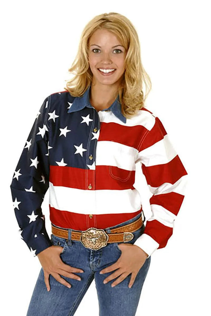 Roper American Flag Button Long Sleeve - Women's Shirt - Hatcountry