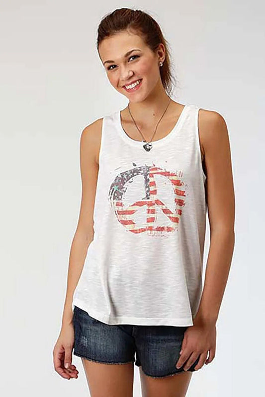 Roper Americana Peace (White) - Women's Tank Top - Hatcountry