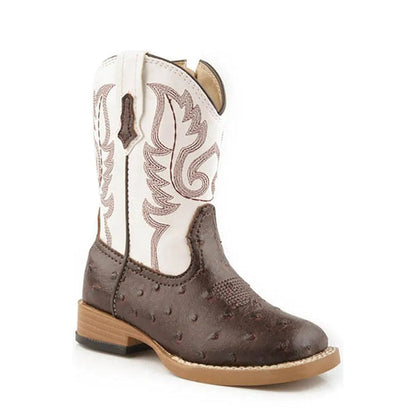Roper Bump (White/Brown) - Toddler Cowboy Boots - Hatcountry