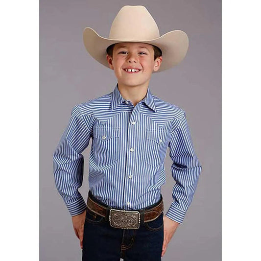 Stetson Candy Strip (Blue/White) - Boy's Western Shirt - Hatcountry