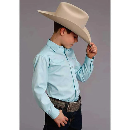 Stetson Pinpoint Oxford (Aqua) - Boy's Western Shirt - Hatcountry