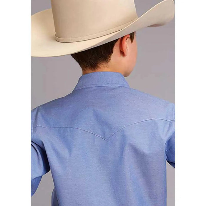 Stetson Pinpoint Oxford (Blue) - Boy's Western Shirt - Hatcountry