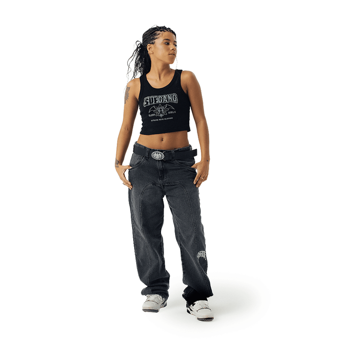 SUFGLO CROP TANK BLACK