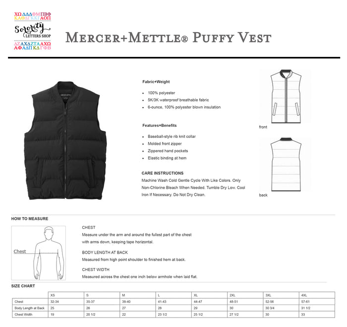 Theta Tau Puffy Vest by Mercer+Mettle®