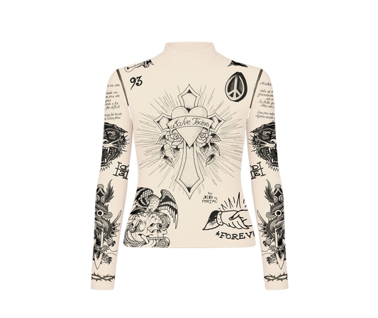 Tule Feminino Bege "Tattooed Skin" Ed Hardy x Matuê