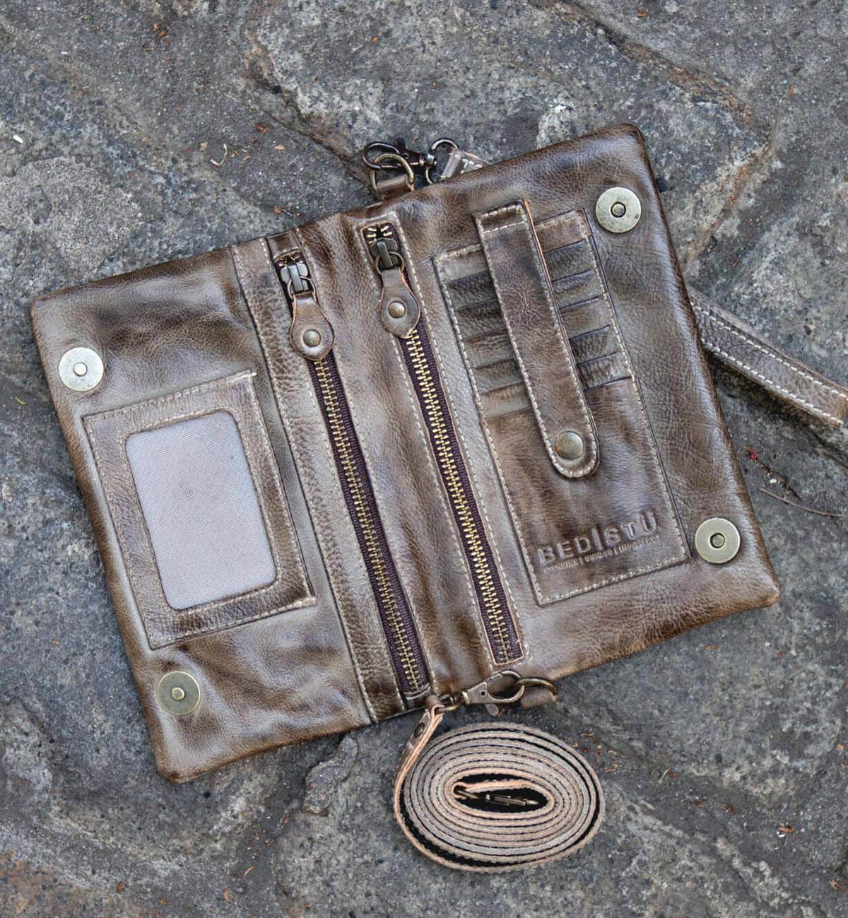 BedStu Cadence Crossbody, Taupe Rustic