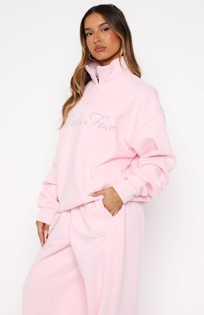 Make It Or Break It Quarter Zip Sweater Pink