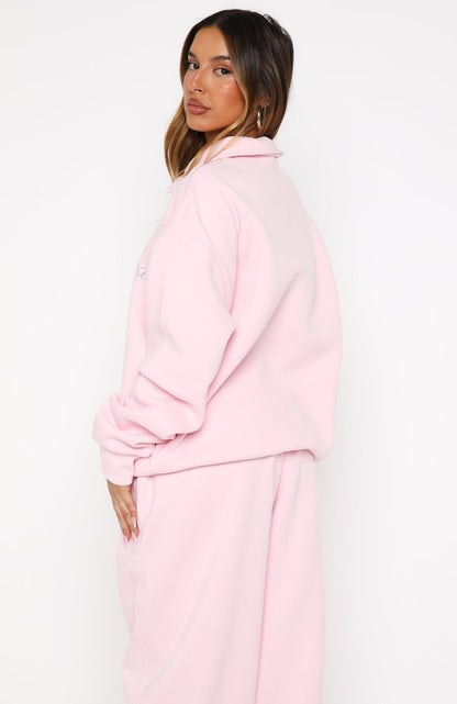 Make It Or Break It Quarter Zip Sweater Pink