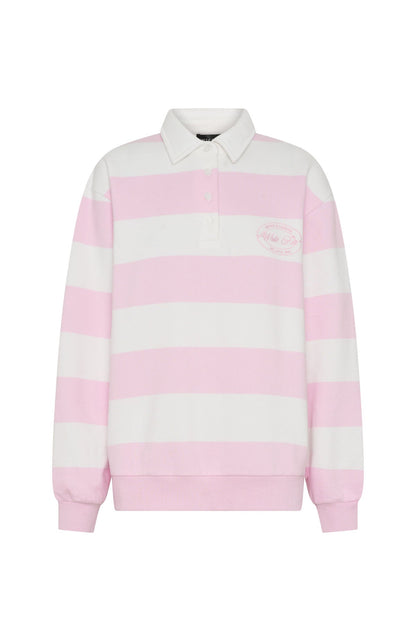 Moving Fast Oversized Henley Sweater Ballet Pink