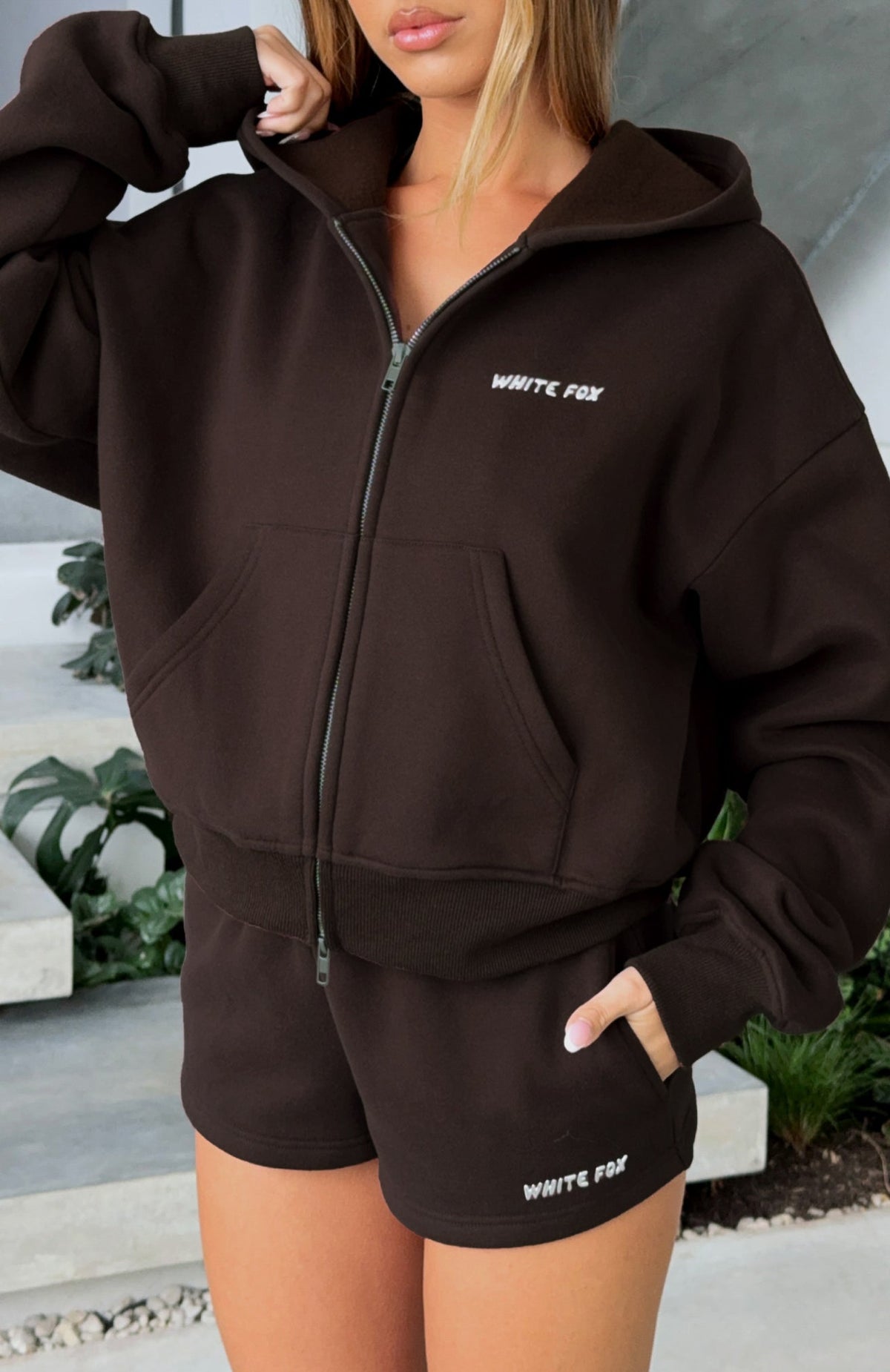 Test Drive Boxy Zip Front Hoodie Chocolate
